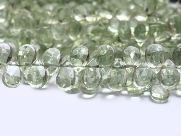 Green Amethyst Quartz Faceted Pear Briolette | 8inch Strand | Green Amethyst Hydro Color Quartz Gemstone Faceted Briolette Beads for Jewelry - Image 3