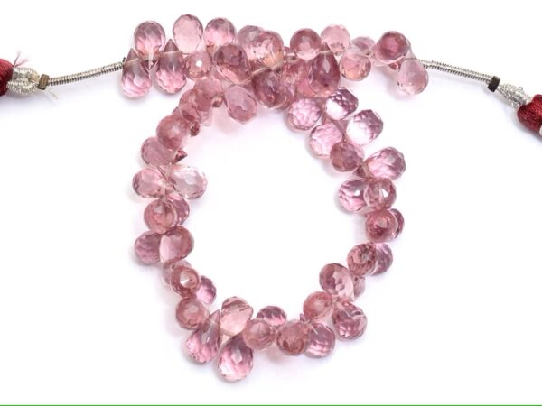 AAA Rhodolite Garnet Quartz 7x5mm Faceted Teardrop Briolette | Rhodolite CZ Hydro Quartz Gemstone Drops Beads for Jewelry Making | 7" Strand