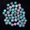 AAA+ Ethiopian Welo Opal Multi Fire 4mm Round Cabochon | Natural Ethiopian Opal Loose Gemstone Flat Back Cabochon | Welo Opal Gemstone Lot