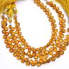 AAA+ Beer Whisky Quartz 5mm-6mm Heart Briolette Beads | Beer Color Hydro Quartz Semi Precious Gemstone Loose Faceted Beads | 7inch Strand - Image 2