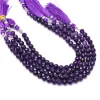 AAA+ African Amethyst 6mm-7mm Round Faceted Beads | 8" Strand | Deep Purple Natural Amethyst Semi Precious Gemstone Round Beads for Jewelry