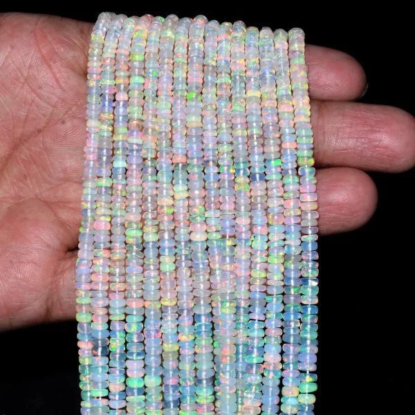 AAA+ Ethiopian Welo Opal Gemstone Smooth 3mm-5mm Rondelle Beads | Natural Ethiopian Welo Fire Opal Gemstone Loose Rondelle | 18inch Strand - Image 3