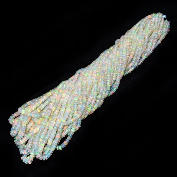 AAA+ Ethiopian Welo Opal Gemstone Smooth 3mm-5mm Rondelle Beads | Natural Ethiopian Welo Fire Opal Gemstone Loose Rondelle | 18inch Strand - Image 2