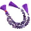 AAA+ Charoite Gemstone 7mm-8mm Faceted Heart Briolette Beads | 5inch Strand | Purple Charoite Semi Precious Gemstone Loose Briolettes