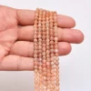 Natural AAA+ Peach Moonstone 4mm-5mm Round Faceted Beads | 16inch Strand | Peach Moonstone Semi Precious Gemstone Beads for Jewelry Making - Image 2