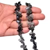 AAA+ Black Rutile Faceted Nugget Beads | Natural Rutilated Quartz Semi Precious Gemstone Step Cut Fancy Tumbled Side Drill Beads | 7" Strand - Image 3