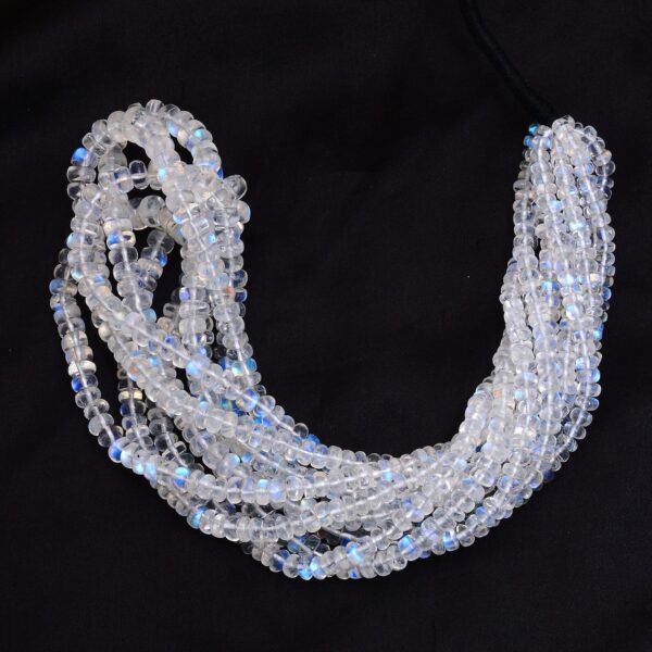 Rainbow Moonstone Blue Fire Smooth Beads | Gemstone 4mm-6mm Graduating Rondelles 8inch Strand | Moonstone Semi Precious Gemstone Loose Beads - Image 2
