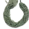 Green Rutilated Quartz Gemstone Rondelle 2mm Faceted Beads | 13inch Strand | Natural Green Rutile Semi Precious Gemstone Beads for Jewelry