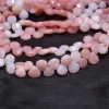 AAA+ Pink Opal Gemstone 6mm, 7mm Heart Briolette Faceted Beads | 8" Strand | Multi Pink Opal Natural Semi Precious Gemstone Briolette Beads