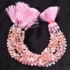AAA+ Pink Opal Gemstone 6mm, 7mm Heart Briolette Faceted Beads | 8" Strand | Multi Pink Opal Natural Semi Precious Gemstone Briolette Beads - Image 2