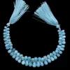 Larimar Teardrop Beads, Gemstone 7x5mm-6x8mm Drops Briolette | 8inch Strand | Natural Dominican Larimar Semi Precious Gemstone Loose Beads - Image 2