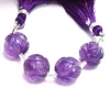 Natural Amethyst Gemstone Carving Frosted Beads | 4 Beads Strand | Amethyst Semiprecious Gemstone Carving 10mm Round Loose Beads for Jewelry