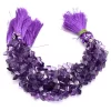 AAA+ African Amethyst Faceted Nugget Beads | Natural Amethyst Semi Precious Gemstone Step Cut Fancy Tumbled Side Drill Beads | 8inch Strand - Image 2