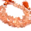 AAA+ Peach Moonstone Gemstone Faceted Nugget Beads | Natural Moonstone Semi Precious Gemstone Step Cut Fancy Tumbled Beads | 8inch Strand - Image 3