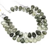 AAA+ Green Rutilated Quartz Pear Faceted Loose Briolette Beads | Natural Green Rutile Semi Precious Gemstone Briolettes | 8inch Strand - Image 2