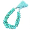 Turquoise Briolette 9mm-12mm Heart Briolette | Natural Turquoise Faceted Semiprecious Gemstone Loose Beads | Arizona Turquoise Beads Strand