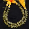 Citrine Color Quartz 5mm-6mm Faceted Heart Briolette Beads | 7inch Strand | Citrine Hydro Quartz Gemstone Heart Briolette Beads for Jewelry
