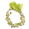 Natural Zircon 8mm-10mm Faceted CZ Heart Briolette Beads | 8inch Strand | AAA Green Zirconia Semi Precious Gemstone Heart Briolette Beads