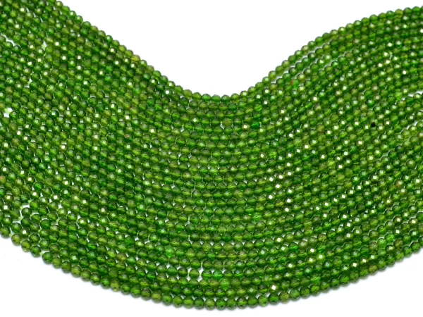 AAA+ Chrome Diopside Gemstone 2mm-3mm Micro Faceted Beads | Natural Chrome Diopside Semi Precious Gemstone Rondelle Beads | 13inch Strand