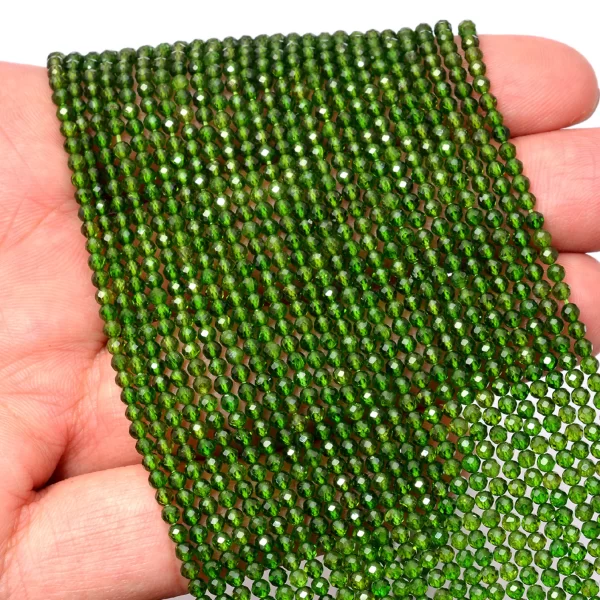 AAA+ Chrome Diopside Gemstone 2mm-3mm Micro Faceted Beads | Natural Chrome Diopside Semi Precious Gemstone Rondelle Beads | 13inch Strand - Image 2