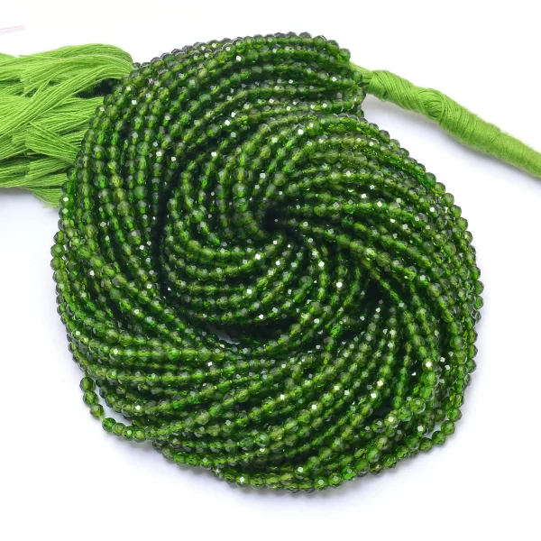 AAA+ Chrome Diopside Gemstone 2mm-3mm Micro Faceted Beads | Natural Chrome Diopside Semi Precious Gemstone Rondelle Beads | 13inch Strand - Image 4