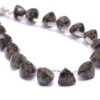 Black Rutilated Quartz 8mm Faceted Trillion Briolette Beads | Natural Black Rutile Semiprecious Gemstone 3D Triangle Loose Beads | 6" Strand