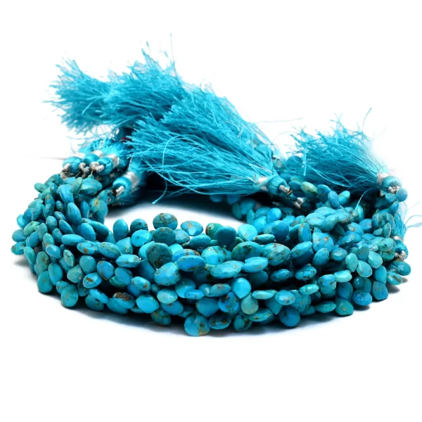 Turquoise Briolettes, Gemstone 6mm-8mm Heart Briolettes | Natural Turquoise Faceted Semi Precious Gemstone Beads | Arizona Turquoise Layout - Image 2
