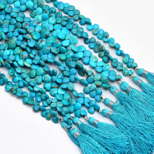 Turquoise Briolettes, Gemstone 6mm-8mm Heart Briolettes | Natural Turquoise Faceted Semi Precious Gemstone Beads | Arizona Turquoise Layout - Image 4