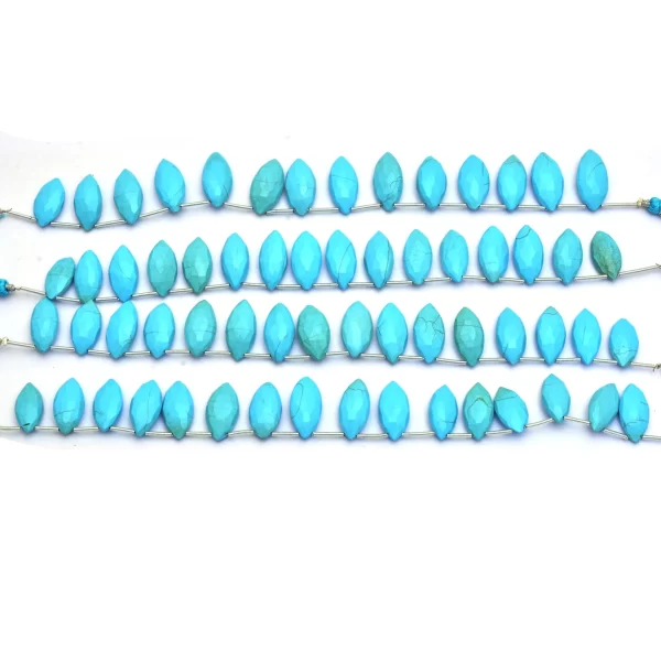 Turquoise Marquise Briolettes | Gemstone 10x20mm Marquise Beads | Howlite Turquoise Faceted Rare Beads for Jewelry | 8inch Strand - 90 Carats - Image 2