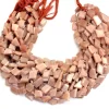Peach Moonstone 11mm-14mm Faceted Nuggets Beads | Moonstone Step Cut Tumbled | Natural Semi Precious Rare Gemstone Uneven Beads for Jewelry