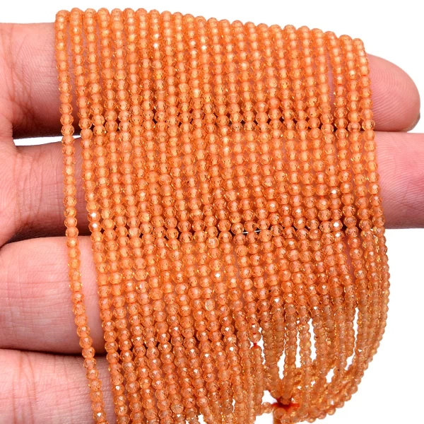 Rare Mandarin Spessartite Garnet Gemstone Faceted Rondelle Beads | 2mm-3mm Beads 13inch Strand | Natural AAA+ Fanta Garnet Gemstone Beads - Image 3