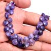 AAA+ Charoite Gemstone 9mm-11mm Faceted Heart Briolette Beads | 6inch Strand | Purple Charoite Semi Precious Gemstone Loose Briolette Beads - Image 3