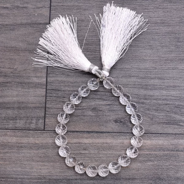 AAA Clear Crystal Quartz Round Faceted Beads | 8mm Calibrated Beads 8inch Strand | Natural Crystal Semi Precious Gemstone Beads for Jewelry