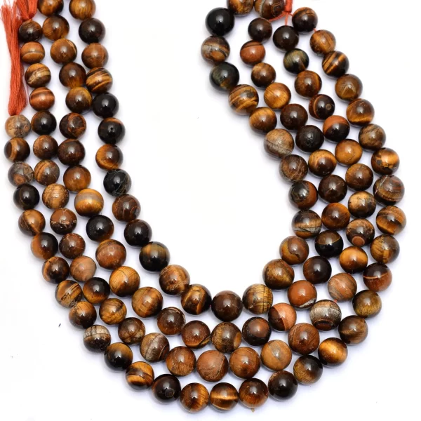 Tiger Eye Gemstone Round Beads | 10mm-12mm Smooth Beads 13" Strand | Natural Yellow Tiger Eye Semi Precious Loose Gemstone Beads for Jewelry