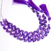 AAA+ Natural Amethyst Tulip Flower Buds Drops Briolette | 6" Strand | Purple Amethyst Gemstone Diagonal Drill Faceted Teardrop Fancy Beads - Image 3