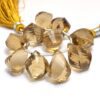 AAA+ Beer Quartz Gemstone 12mm-18mm Twisted Teardrop Briolettes | 4" Strand | Natural Beer Quartz Semi Precious Gemstone Faceted Drop Beads
