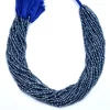 Natural Blue Sapphire Gemstone 3mm Faceted Rondelle Beads | 13inch Strand | AAA+ Blue Sapphire Precious Gemstone Faceted SILVER COATED Beads - Image 2