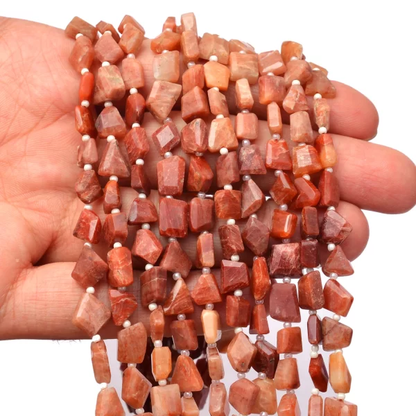 AAA+ Red Jade Gemstone 6mm-8mm Faceted Nuggets Beads | Natural Multi Jade Tumbled Semi Precious Gemstone Loose Beads for Jewelry | 7" Strand - Image 3
