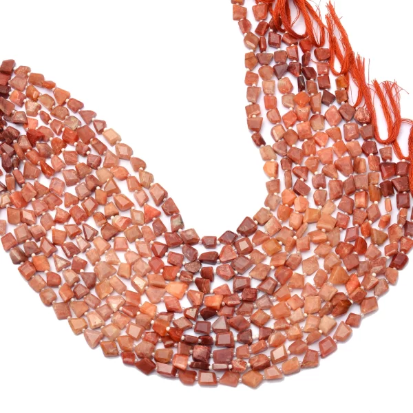 AAA+ Red Jade Gemstone 6mm-8mm Faceted Nuggets Beads | Natural Multi Jade Tumbled Semi Precious Gemstone Loose Beads for Jewelry | 7" Strand - Image 2