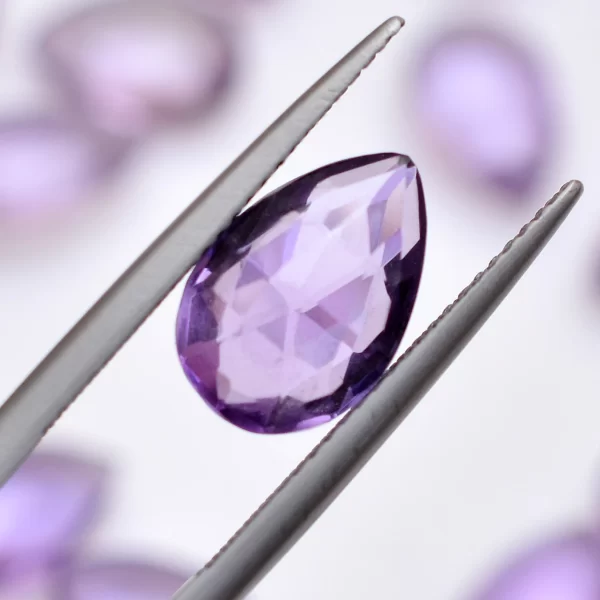 AAA+ Amethyst Gemstone Faceted Pear Briolettes | 8x12mm Calibrated Loose Beads | Amethyst Semi Precious Gemstone Pear Briolette Beads - Image 3