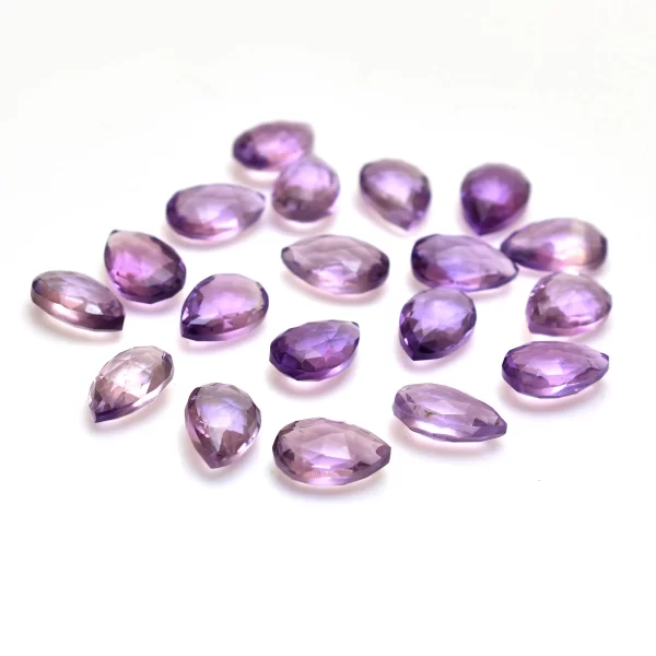 AAA+ Amethyst Gemstone Faceted Pear Briolettes | 8x12mm Calibrated Loose Beads | Amethyst Semi Precious Gemstone Pear Briolette Beads
