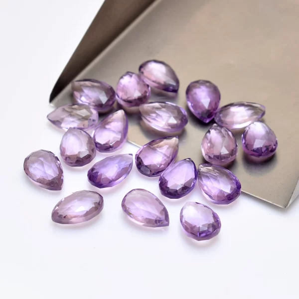 AAA+ Amethyst Gemstone Faceted Pear Briolettes | 8x12mm Calibrated Loose Beads | Amethyst Semi Precious Gemstone Pear Briolette Beads - Image 2