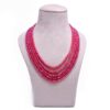 AAA+ Johnson Ruby Smooth Beads Necklace for Her | Natural Ruby Precious Gemstone Handmade Rondelle | Gemstone Long 5 Lines Layering Necklace