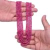 AAA+ Johnson Ruby Smooth Beads Necklace for Her | Natural Ruby Precious Gemstone Handmade Rondelle | Gemstone Long 5 Lines Layering Necklace - Image 4