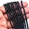 Black Stone Gemstone 4mm Round Smooth Beads | 14" Strand | Natural Black Semi Precious Gemstone Smooth Round Loose Beads for Jewelry Making - Image 2