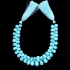 Turquoise Gemstone Beads, Natural Turquoise 7x9mm-8x11mm Pear Faceted Briolette | 8" Strand | Arizona Turquoise Semi Precious Gemstone Beads - Image 3