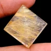 RARE FIND AAA+ Golden Rutilated Quartz Gemstone 20x20mm Buff Top Square Loose Cut Stone | Natural Gold Rutile Gemstone Step Cut Cushion Cut - Image 2