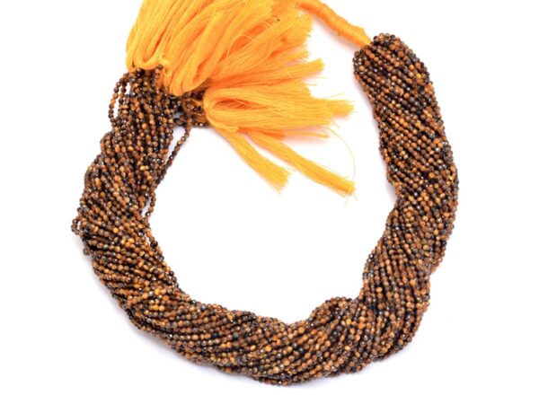 Yellow Tiger Eye Gemstone 2mm-2.5mm Faceted Rondelle Beads | 13" Strand | AAA Tiger Semi Precious Gemstone Rondelle Beads for Jewelry Making - Image 2