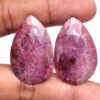 Wonder Sapphire Gemstone Faceted Pear Cabochon Pair | 22x35mm Cabs - 77 Carats | Natural Sapphire Precious Loose Gemstone Faceted Cabochon Set - Image 2