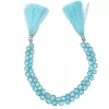 AAA Sky Apatite 5mm-8mm Faceted Heart Briolette Beads | 8inch Strand | Sea Blue Apatite Semi Precious Gemstone Briolette for Jewelry Making - Image 3
